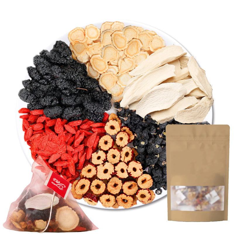 “ ginseng tea benefits”“ what is ginseng tea good for” “ Antioxidant Tea” “tea that gives you energy ”“energy boosting tea ”“ high antioxidant foods” “Anti-fatigue boost”“ Antioxidant drink”“how to improve energy” “foods that support kidney health” “ Lower back pain relief”“Joint pain relief”“ Herbal teas”
“Traditional Chinese medicine ””herbs that strengthen the immune systemnal Chinese Formulation”“herbal blend” “herbal blend””Goji Berry””mulberries”“long yan fruit”“reduce stress”